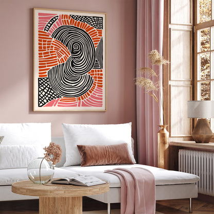 Red Pink Modern Abstract Art Print 2024