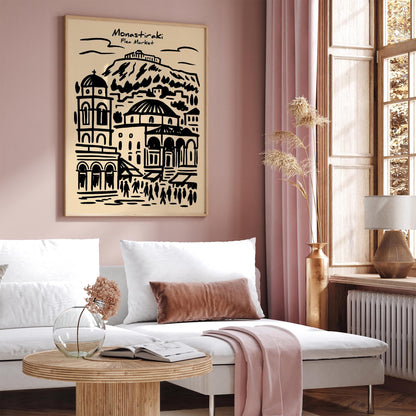 Monastiraki Market Poster - Athens Greece Travel Wall Art
