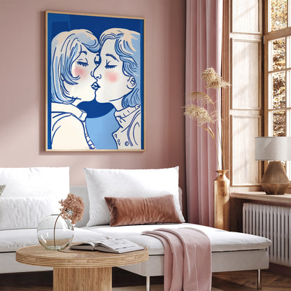 Kissing Girls Cute Quirky Dorm Wall Art