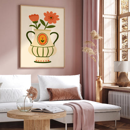 Vase with Flowers Poster - Scandinavian Wall Art