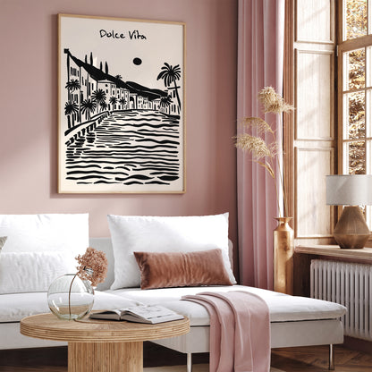 Dolce Vita Black Ink Summer Art Print