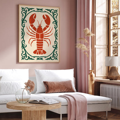 Red Lobster Poster - Kitchen Wall Decor