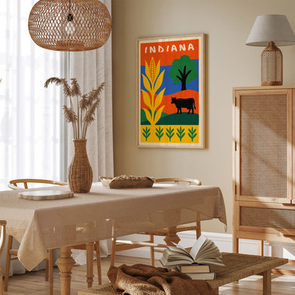 Indiana Travel Colorful Poster