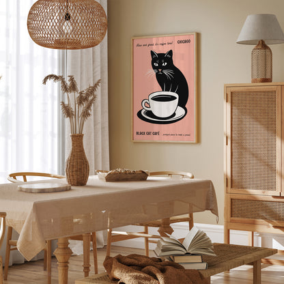 Black Cat Cafe Chicago Art Print