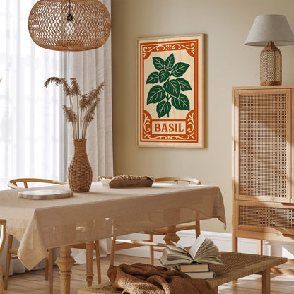 Basil Herb Poster - Rococo Kitchen Wall Decoration