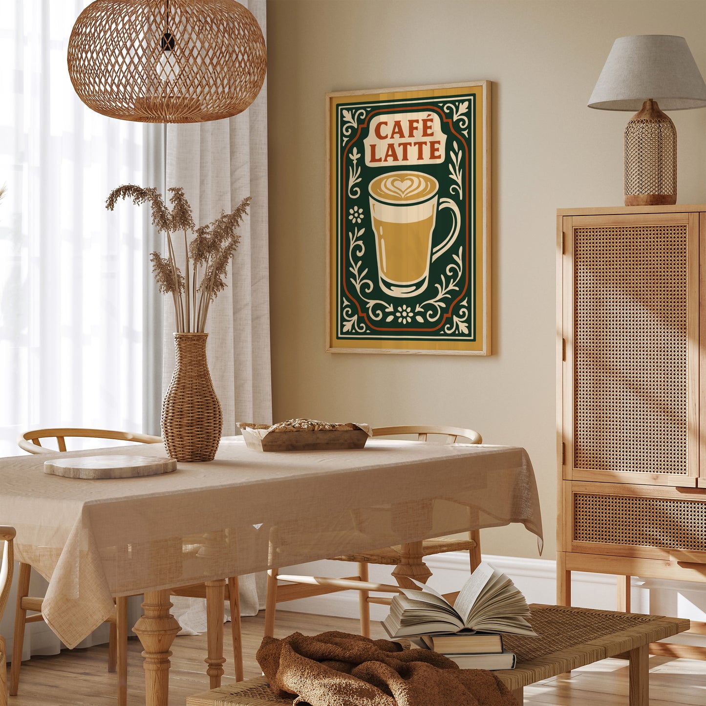Cafe Latte Poster - Cafe Wall Decor in Rococo Elegant Style