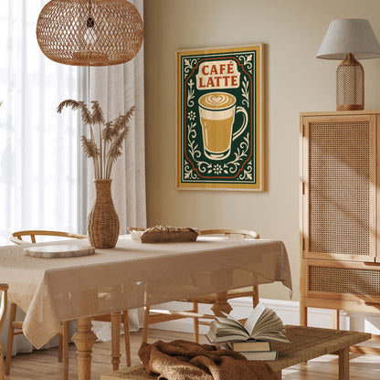Cafe Latte Poster - Cafe Wall Decor in Rococo Elegant Style