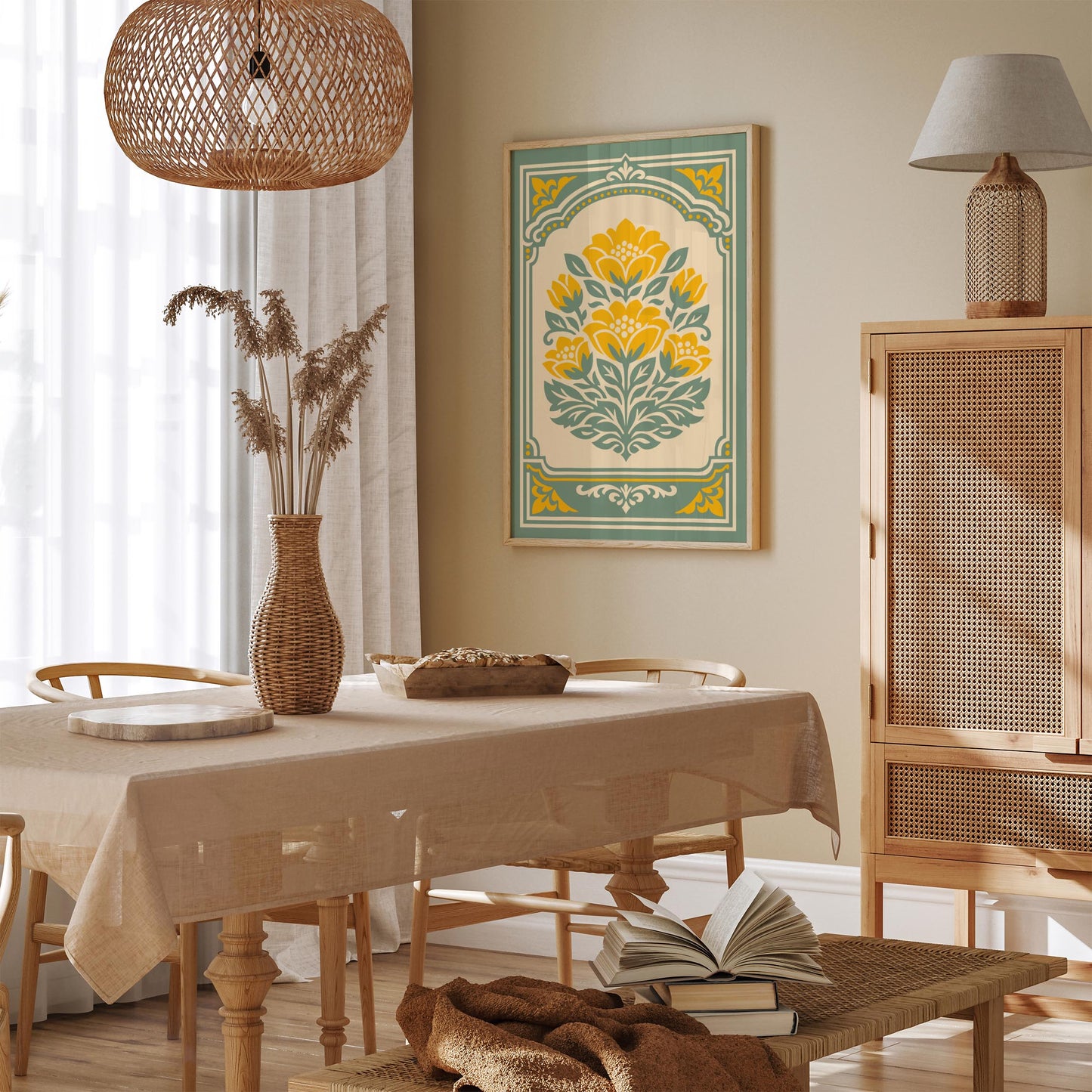 Retro Farmhouse Floral Wall Art Print