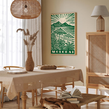 Molokai Hawaii Poster - Green Landscape Wall Art