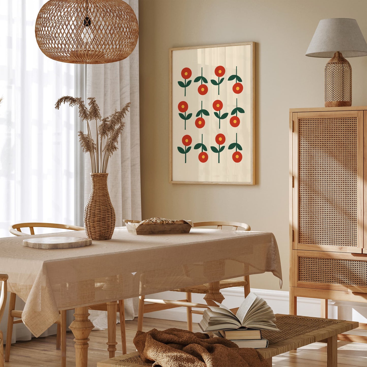 Minimalist Mid Century Flowers Print