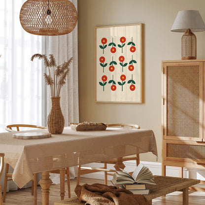 Minimalist Mid Century Flowers Print