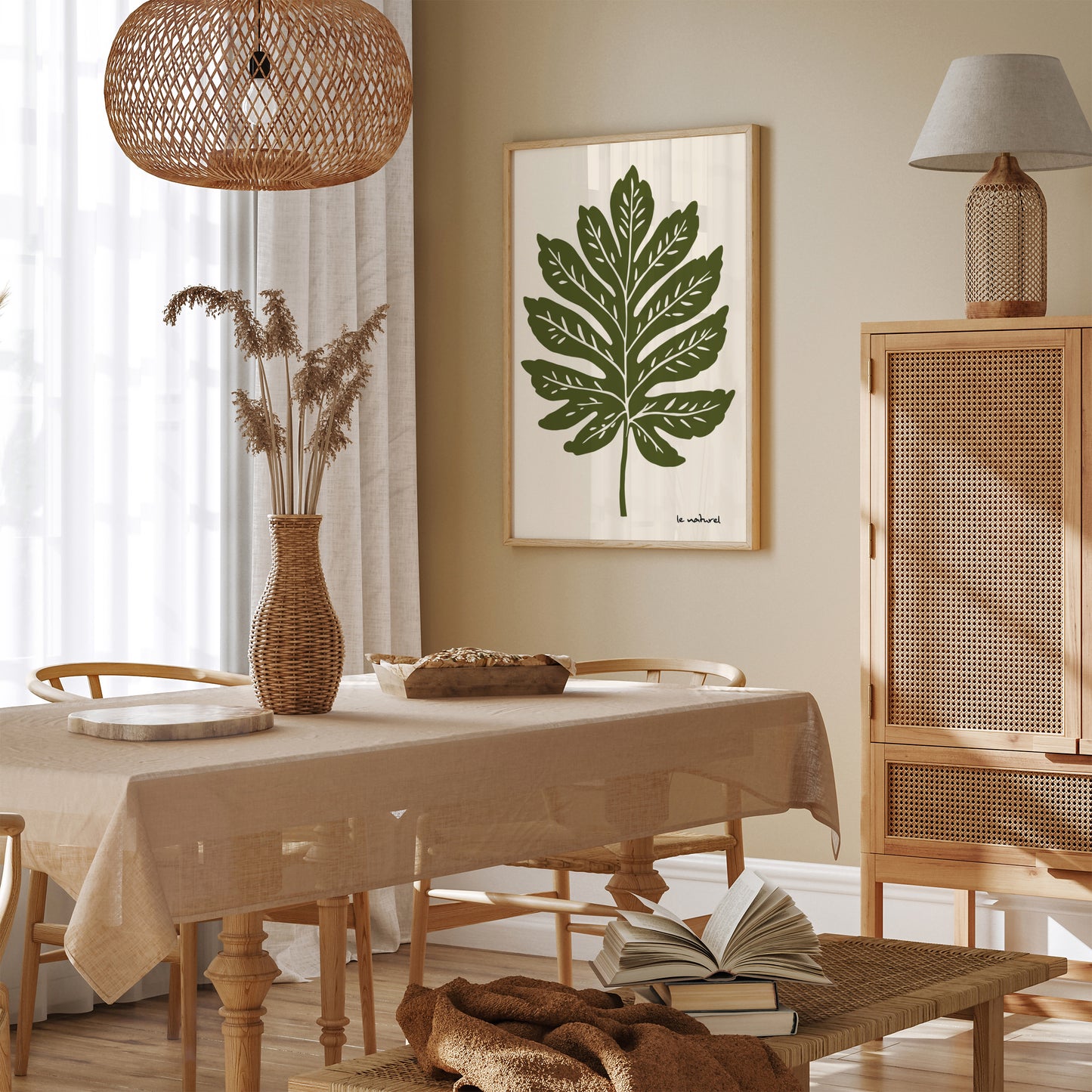 Le Naturel Green Vintage Leaf Poster