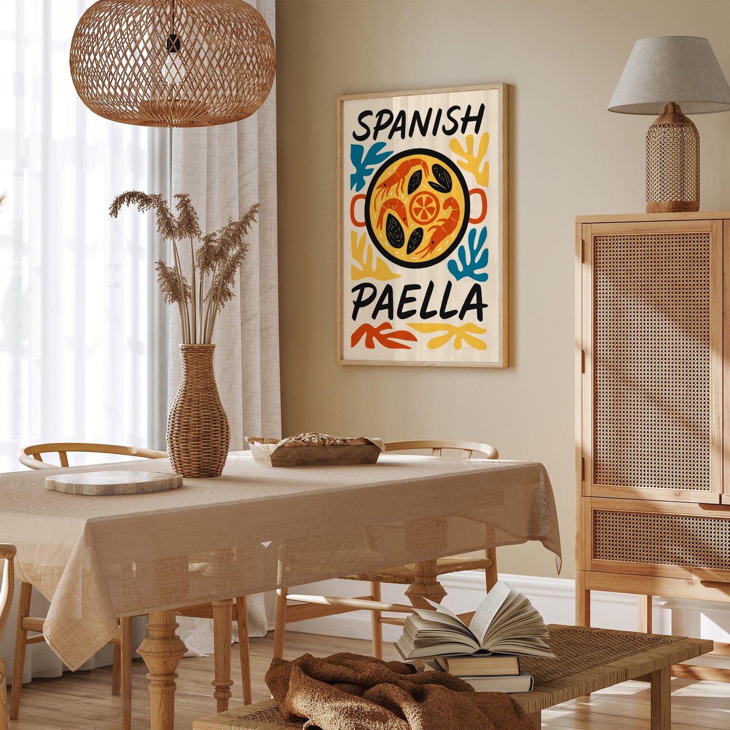 Spanish Paella Dish Poster for Kitchen Wall Decor