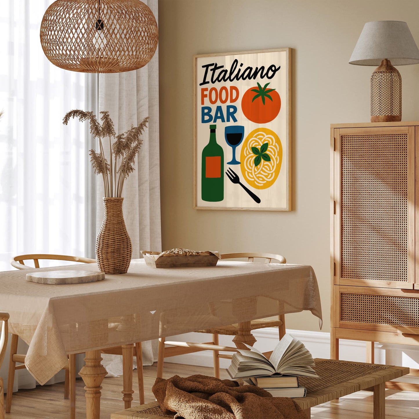 Italiano Food Bar Retro Poster for Kitchen Wall Decor