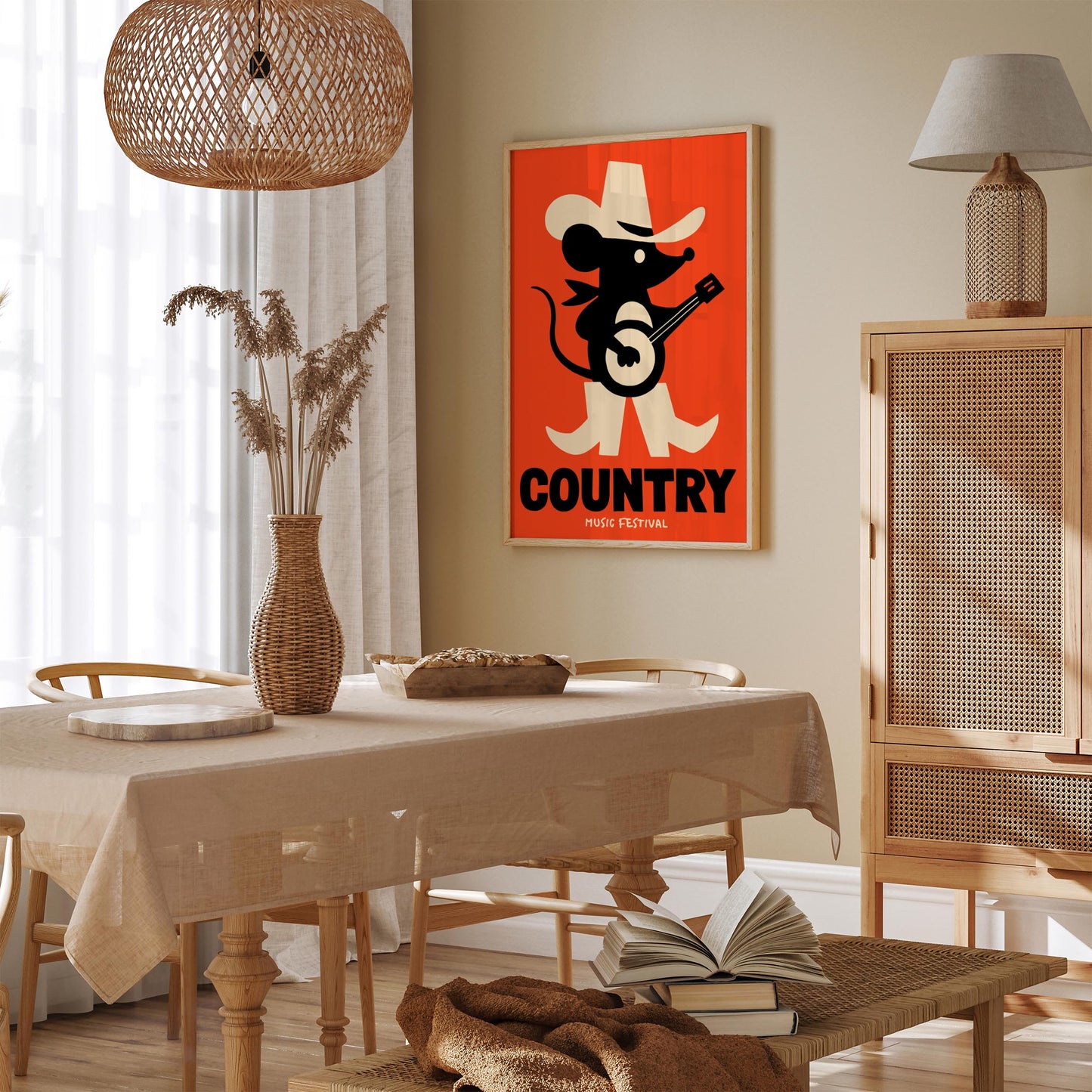 Little Mouse Country Musician Poster - Retro Mancave Wall Decor