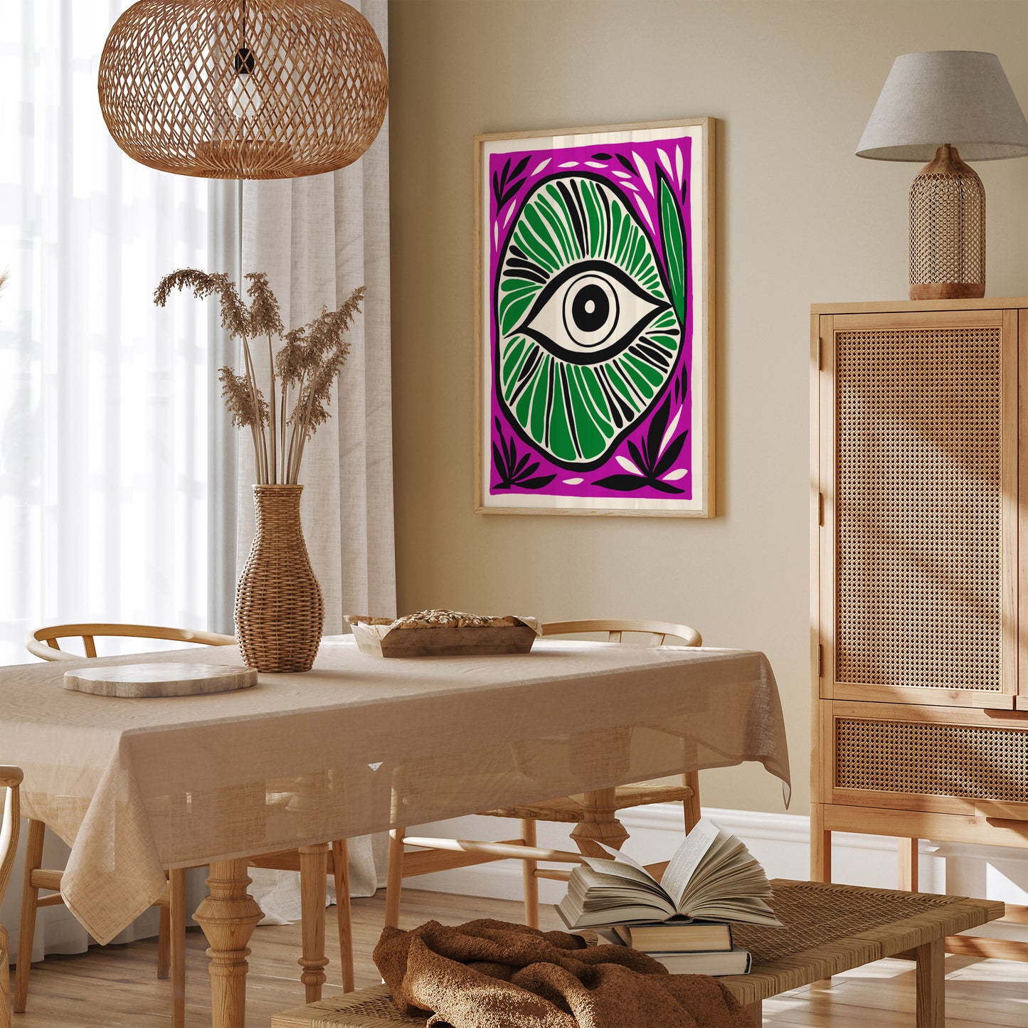 Green Eye Groovy Abstract Wall Art 2024