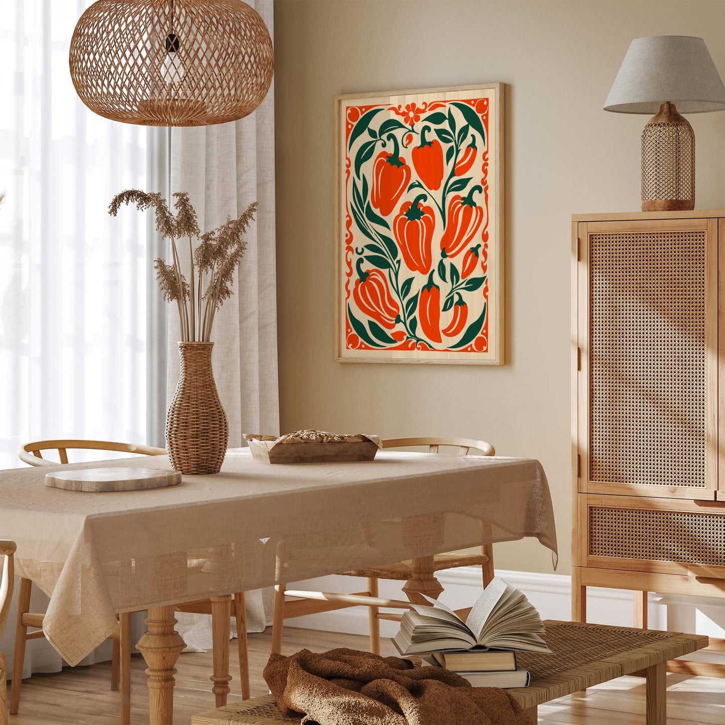 Orange Peppers - Farmhouse Kitchen Art Print
