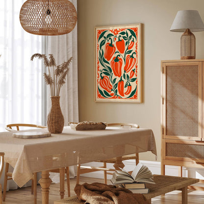 Orange Peppers - Farmhouse Kitchen Art Print