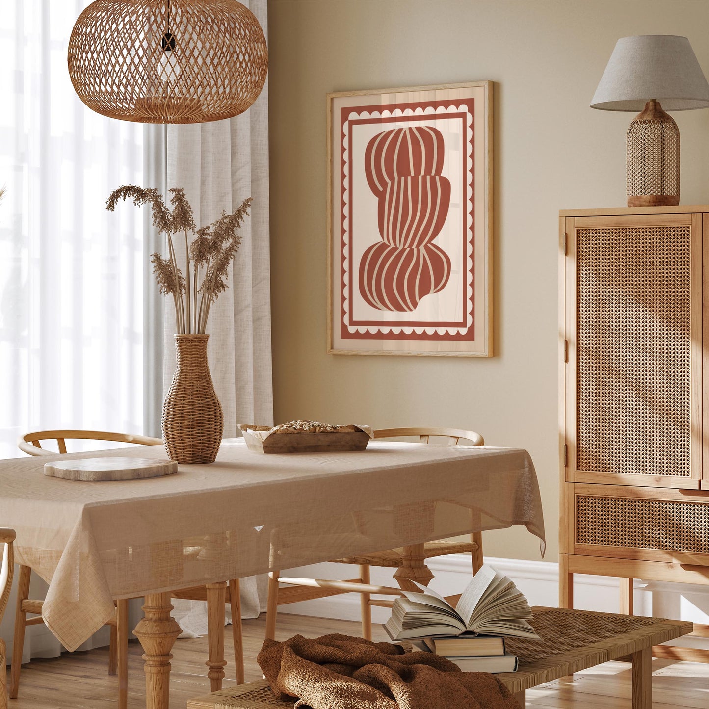 Yarn Skein Knitting Poster - Terracotta Craft Room Wall Art
