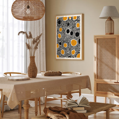 Black Yellow Mid Century Modern Wall Art