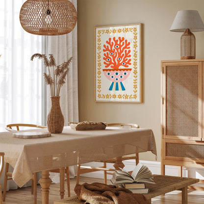 Abstract Floral Vase with Eyes Poster