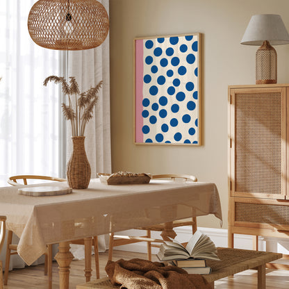 Mid-Century Geometric Art Blue Dots Poster