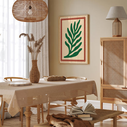 Retro Green Leaf Matisse Style Art Poster