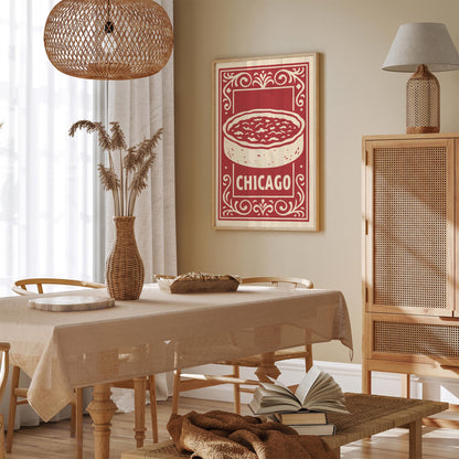 Chicago Deep Dish Pizza Poster - Kitchen Wall Art