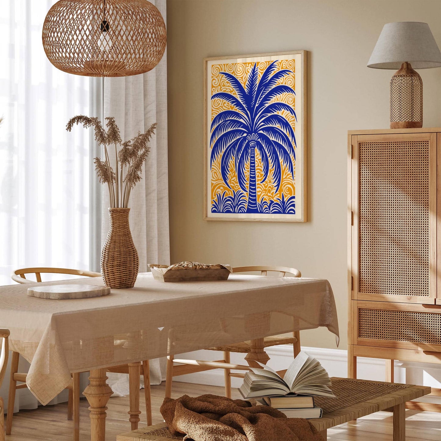 Blue Big Palm Tree Wall Art Decor
