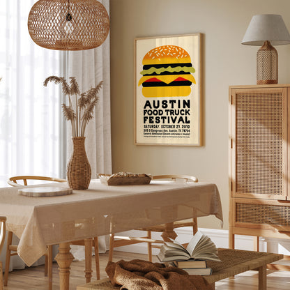 Austin Texas Food Truck Festival Cheeseburger Poster