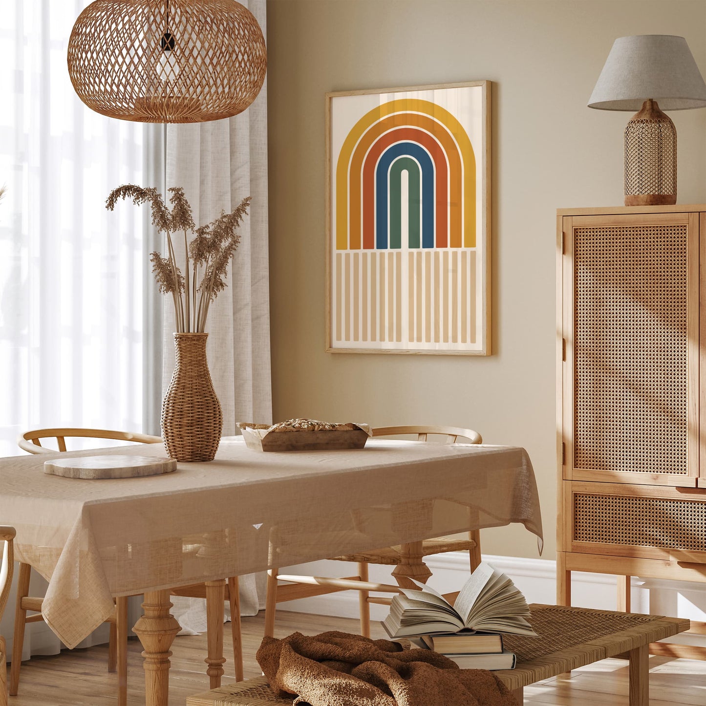 Retro Rainbow Poster - Geometric Modern Wall Art