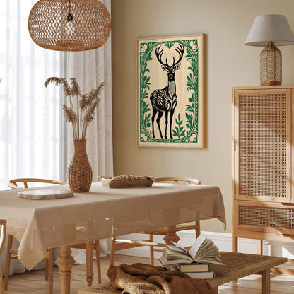 Rococo Deer Animal Art Print for Home Decor