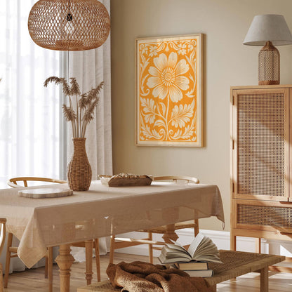 Yellow Rococo Floral Botanical Art Print Poster