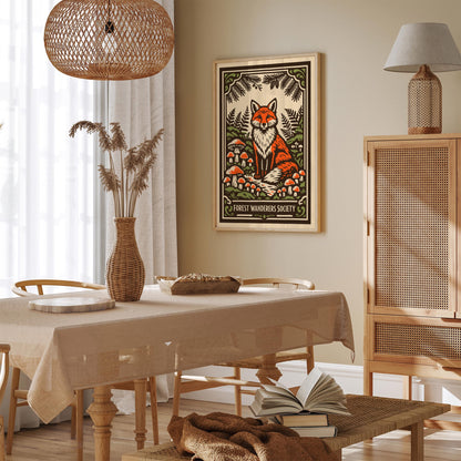 Vintage Fox Forest Nature Art Poster