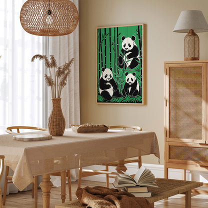 Panda Bears in Bamboo Forest Art Print