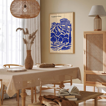 Acropolis Athens Poster - Blue Greece Travel Wall Art
