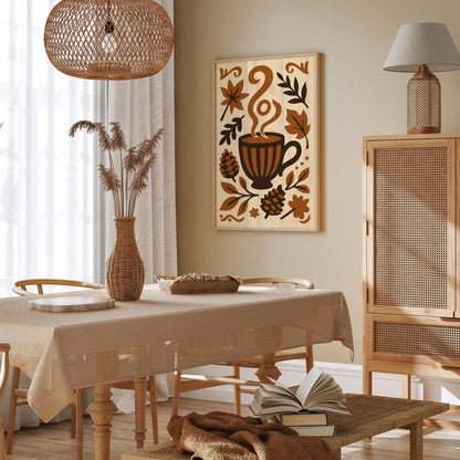 Autumn Hot Chocolate Poster, Farmhouse Kitchen Wall Art Decor