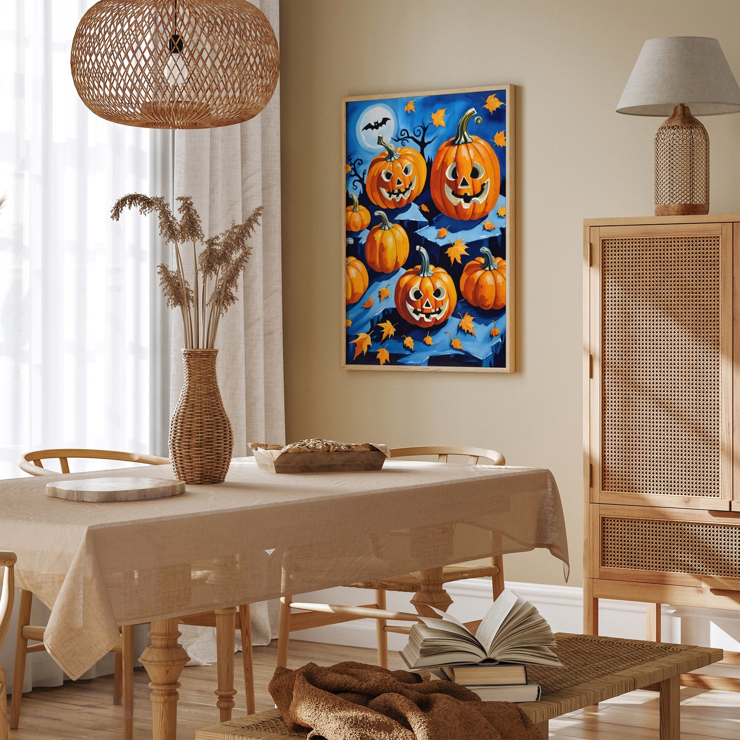 Jack-o'-lantern Halloween Blue Poster 2024