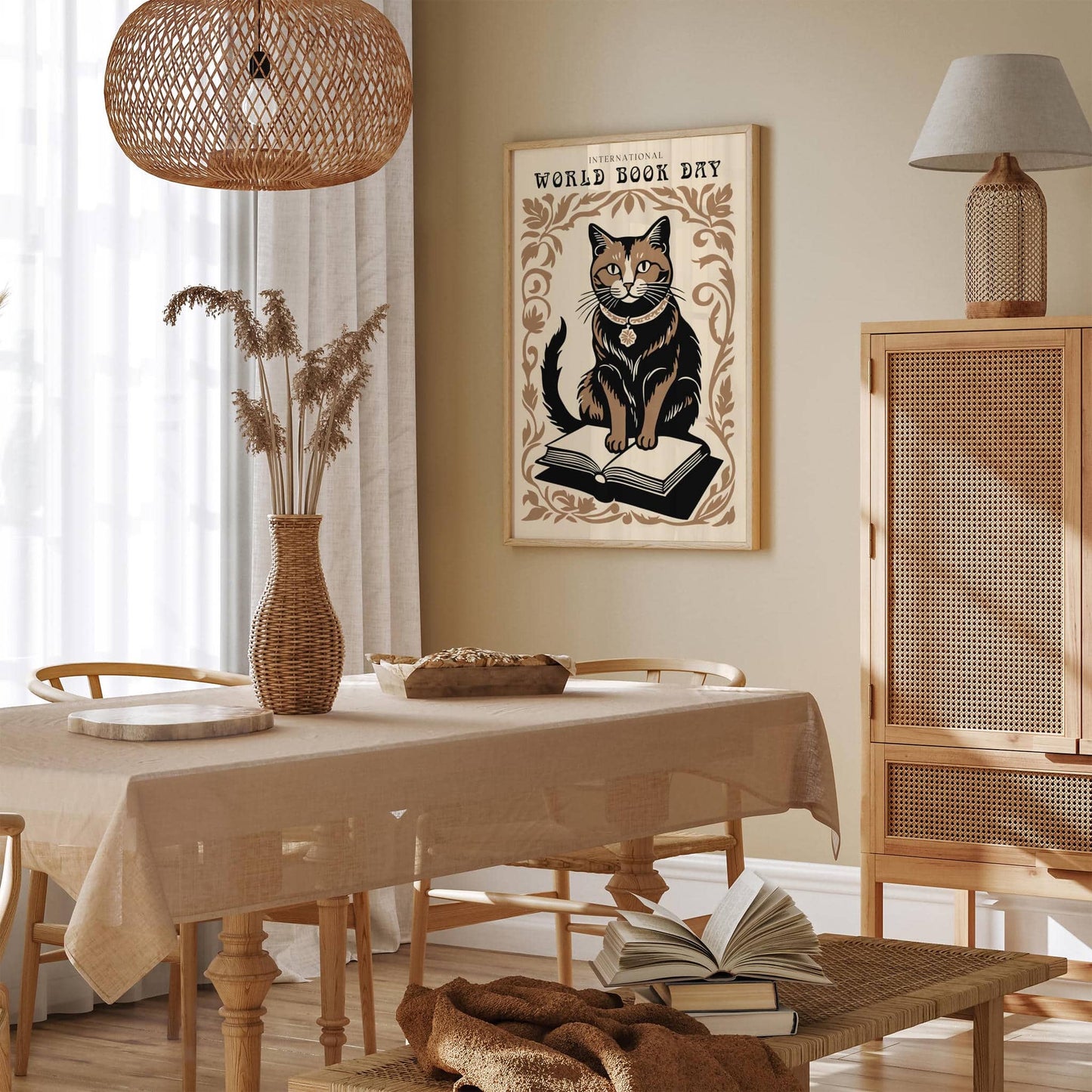 International World Book Day Cat Wall Art Print