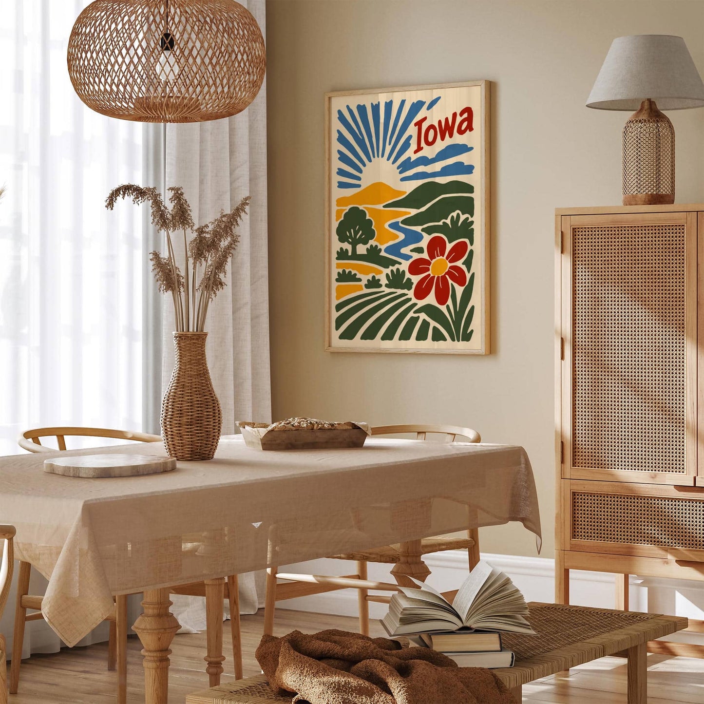 Retro Iowa Landscape Art Print