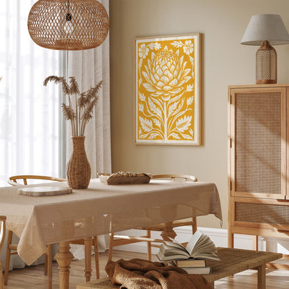 Yellow Artichoke Poster Farmhouse Wall Decor