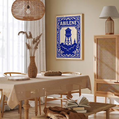 Abilene Texas Blue Cityscape Poster