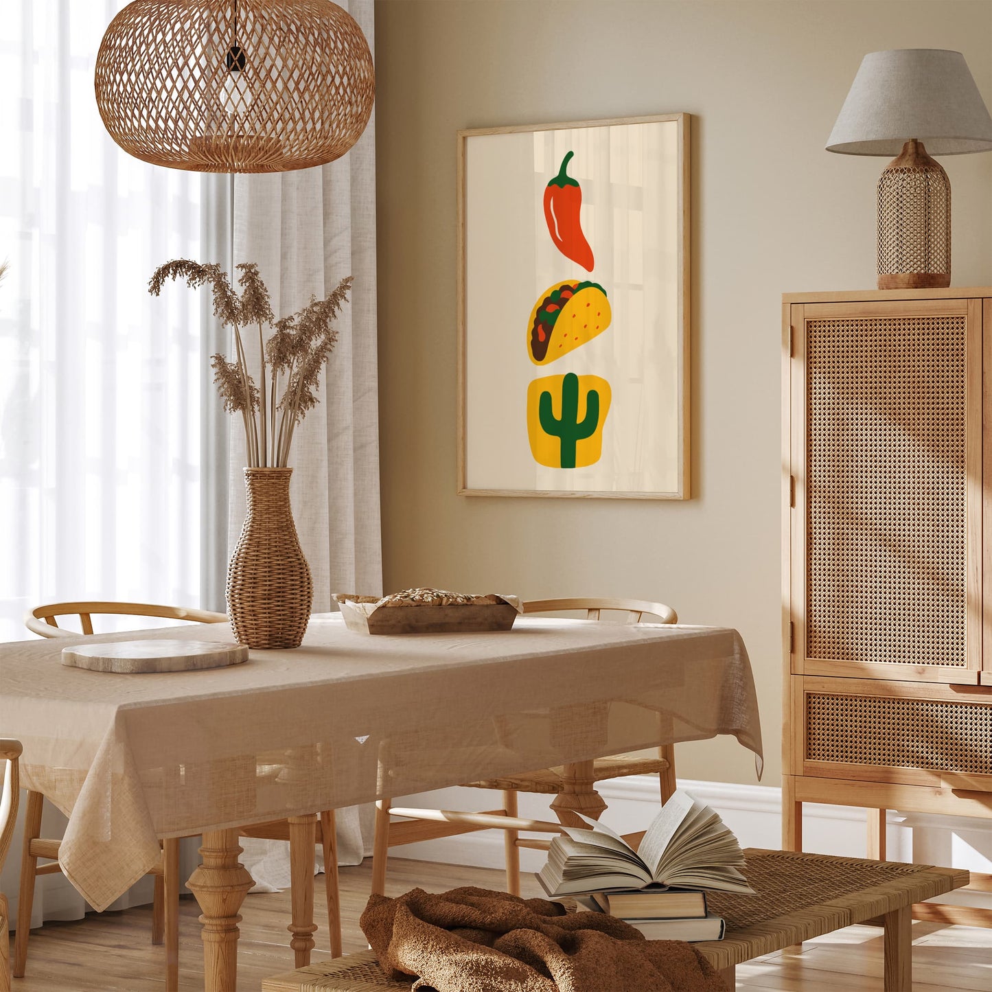 Minimalist Mexican Food Illustration for Kitchen Wall Decor