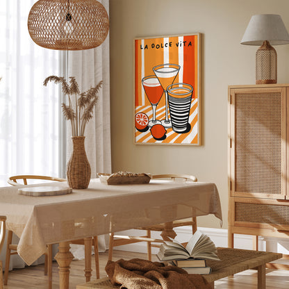 La Dolce Vita, Italian Cafe Orange Wall Art