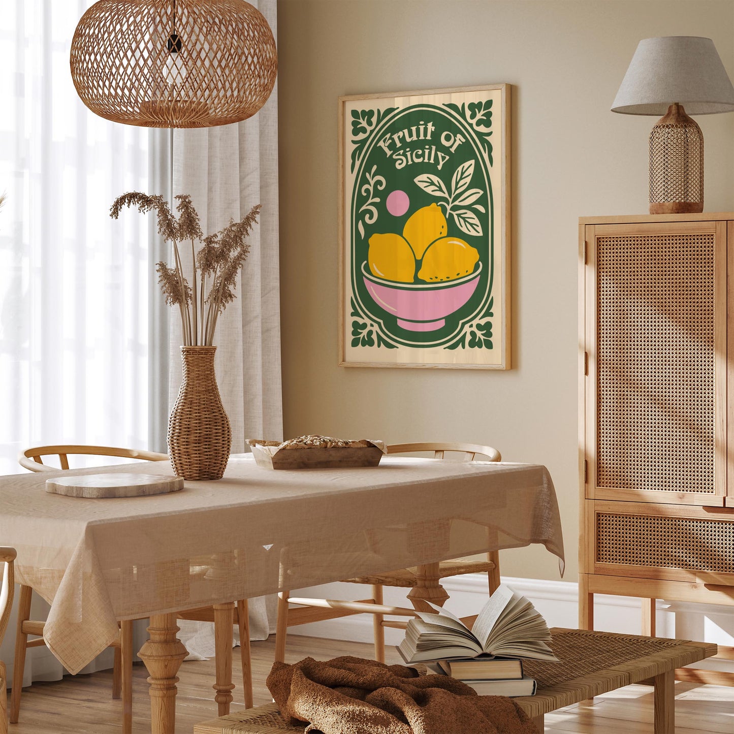 Fruit of Sicily Poster - Yellow Lemons Wall Art Print