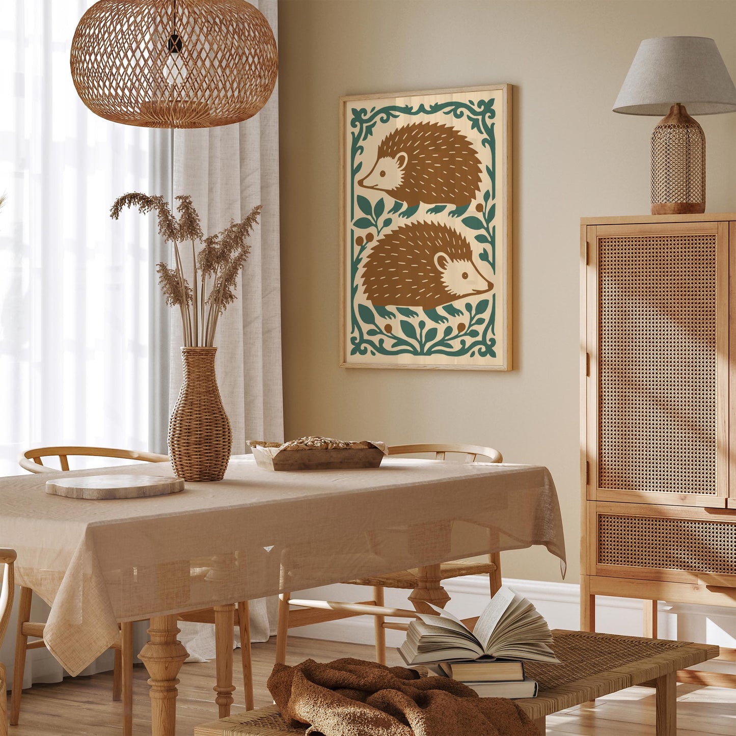 Autumn Hedgehogs Art Print 2026