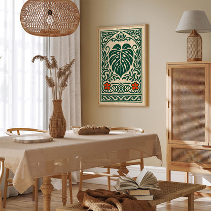 Monstera Deliciosa Poster – Boho Botanical Leaf Wall Art Print
