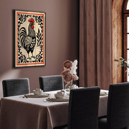 Black Rooster Art Print Farmhouse Kitchen Wall Decor