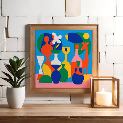 Colorful Cubism Animals Kids Art Print