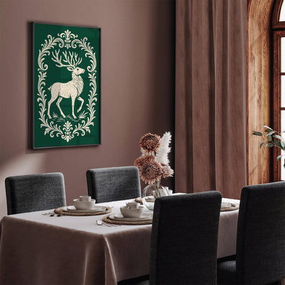 Majestic Deer Green Poster